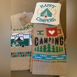 KAY DEE DESI Camping Happy Camper,I ❤️ Camping Chambray Tea TowelsSwedish cloths